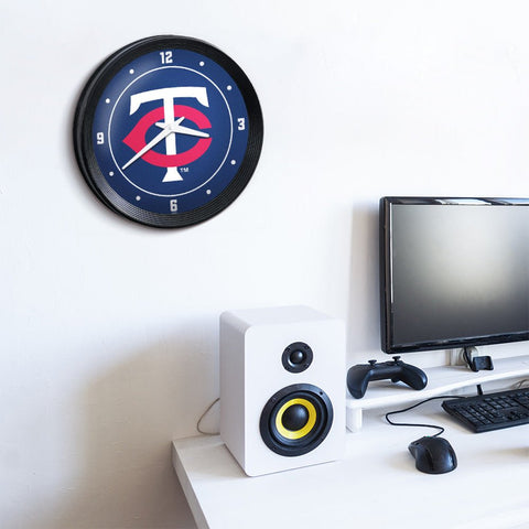 Minnesota Twins: Logo - Ribbed Frame Wall Clock - The Fan-Brand