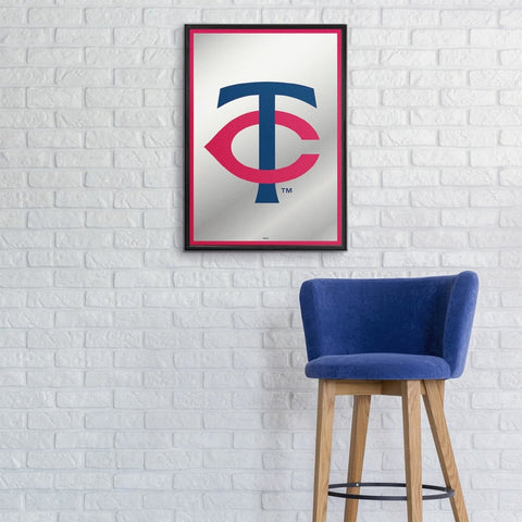 Minnesota Twins: Vertical Framed Mirrored Wall Sign - The Fan-Brand