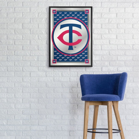 Minnesota Twins: Vertical Team Spirit - Framed Mirrored Wall Sign - The Fan-Brand