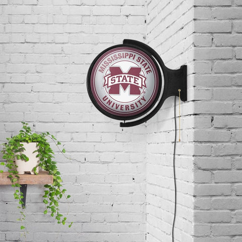 Mississippi State Bulldogs: Original Round Rotating Lighted Wall Sign - The Fan-Brand