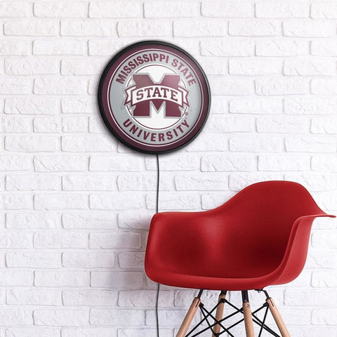 Mississippi State Bulldogs: Round Slimline Lighted Wall Sign - The Fan-Brand