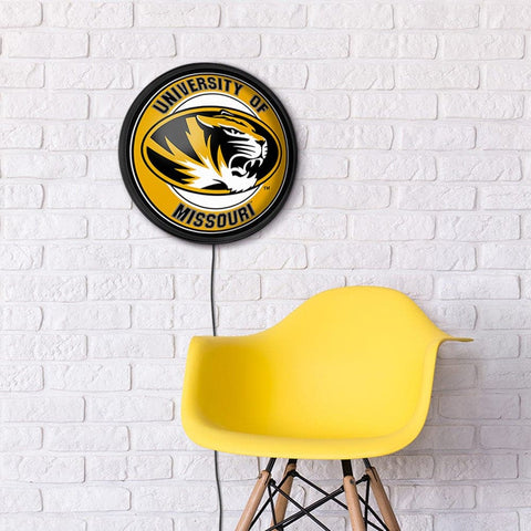 Missouri Tigers: Round Slimline Lighted Wall Sign - The Fan-Brand
