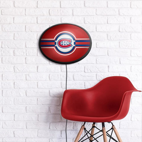 Montreal Canadiens: Oval Slimline Lighted Wall Sign - The Fan-Brand