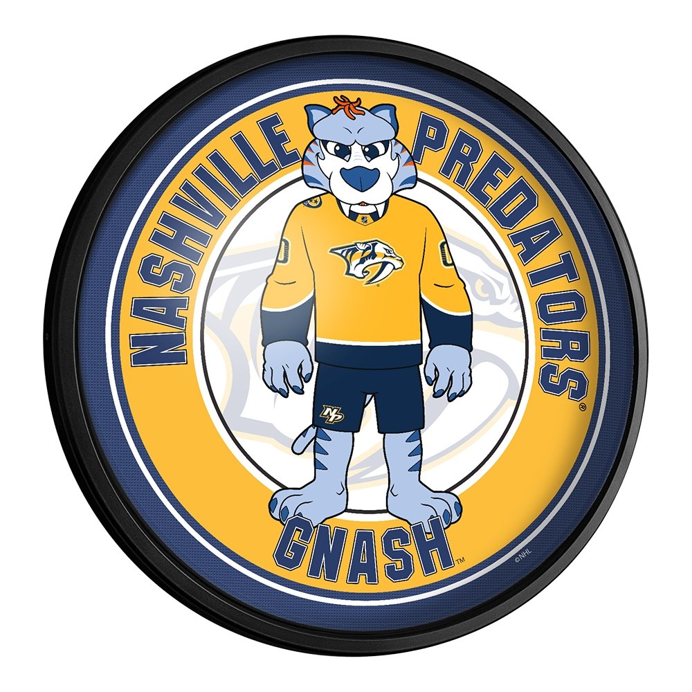 Nashville Predators: Gnash - Round Slimline Lighted Wall Sign - The Fan-Brand