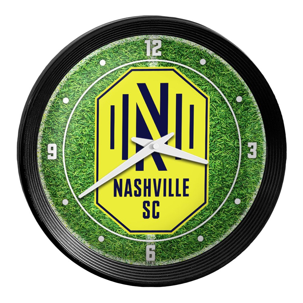 Nashville SC: Pitch - Ribbed Frame Wall Clock - The Fan-Brand