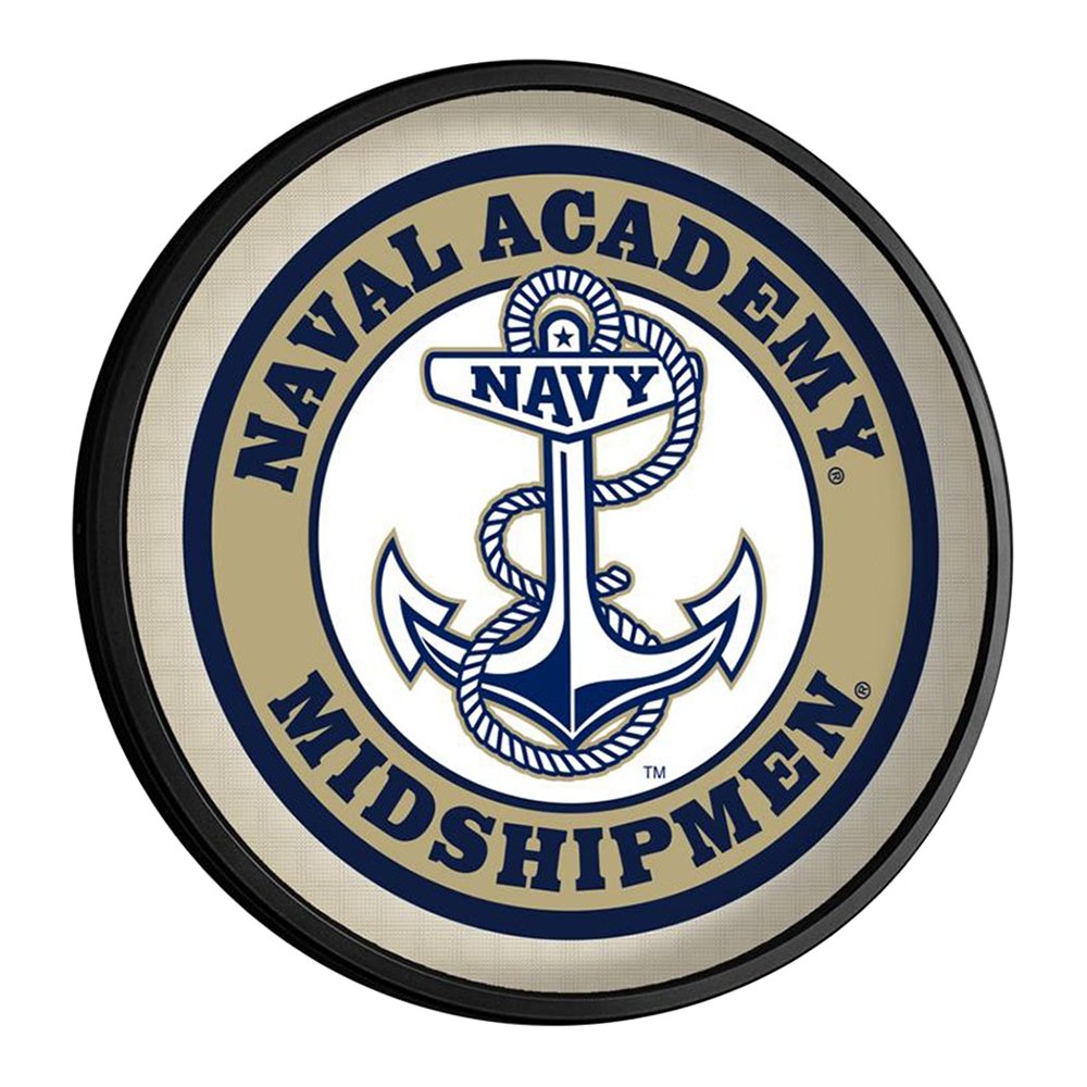 Navy Midshipmen: Anchor - Round Slimline Lighted Wall Sign - The Fan-Brand