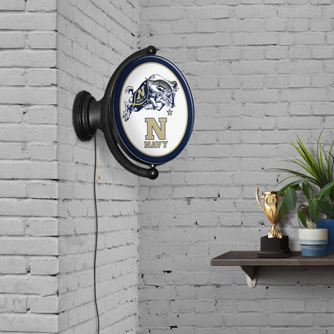 Navy Midshipmen: Original Oval Rotating Lighted Wall Sign - The Fan-Brand