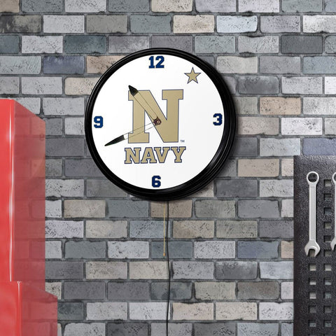 Navy Midshipmen: Retro Lighted Wall Clock - The Fan-Brand