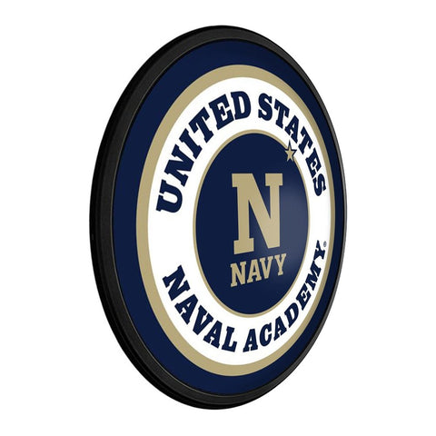 Navy Midshipmen: Round Slimline Lighted Wall Sign - The Fan-Brand
