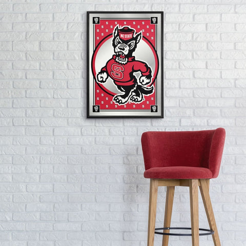 NC State Wolfpack: Team Spirit, Mascot - Framed Mirrored Wall Sign - The Fan-Brand