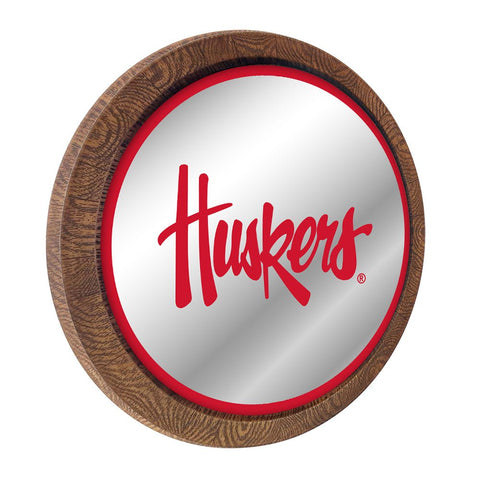 Nebraska Cornhuskers: Huskers - Mirrored Barrel Top Mirrored Wall Sign - The Fan-Brand