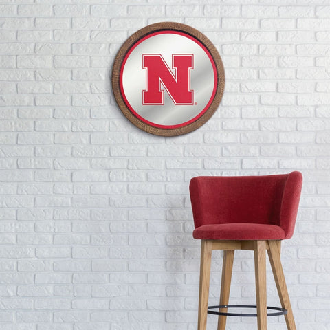 Nebraska Cornhuskers: Mirrored Barrel Top Mirrored Wall Sign - The Fan-Brand