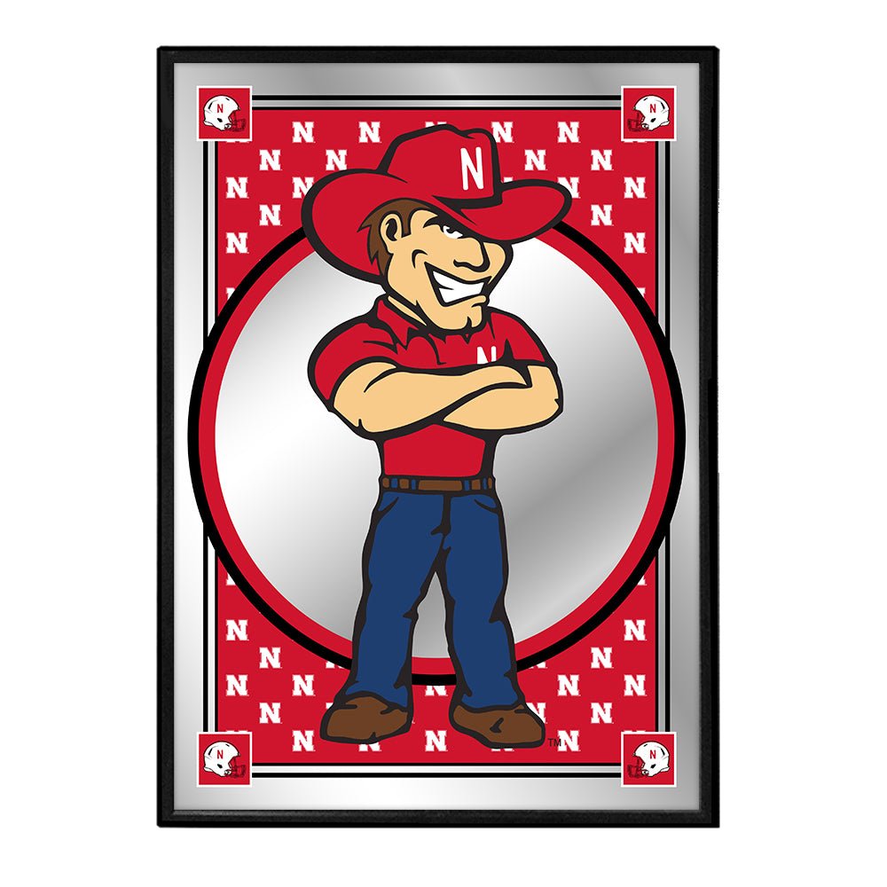 Nebraska Cornhuskers: Team Spirit, Mascot - Framed Mirrored Wall Sign - The Fan-Brand
