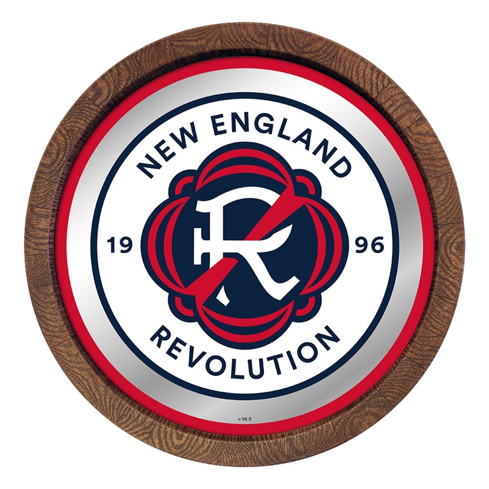 New England Revolution: Barrel Top Framed Mirror Mirrored Wall Sign - The Fan-Brand