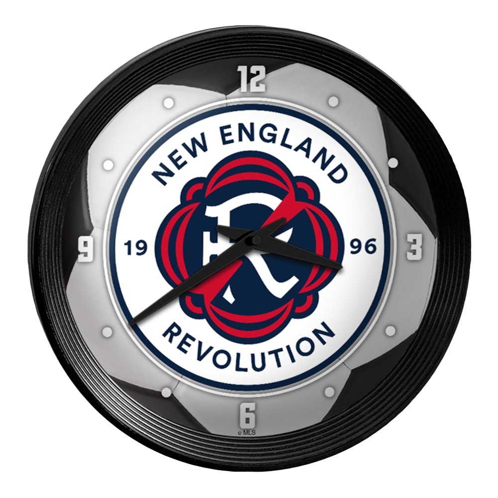 New England Revolution: Soccer Ball - Ribbed Frame Wall Clock - The Fan-Brand