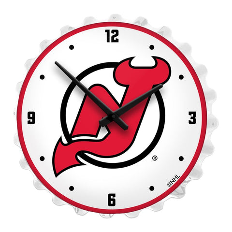 New Jersey Devils: Bottle Cap Lighted Wall Clock - The Fan-Brand