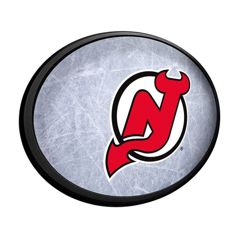 New Jersey Devils: Ice Rink - Oval Slimline Lighted Wall Sign - The Fan-Brand