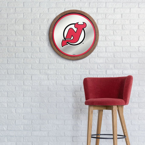 New Jersey Devils: Mirrored Barrel Top Wall Sign - The Fan-Brand