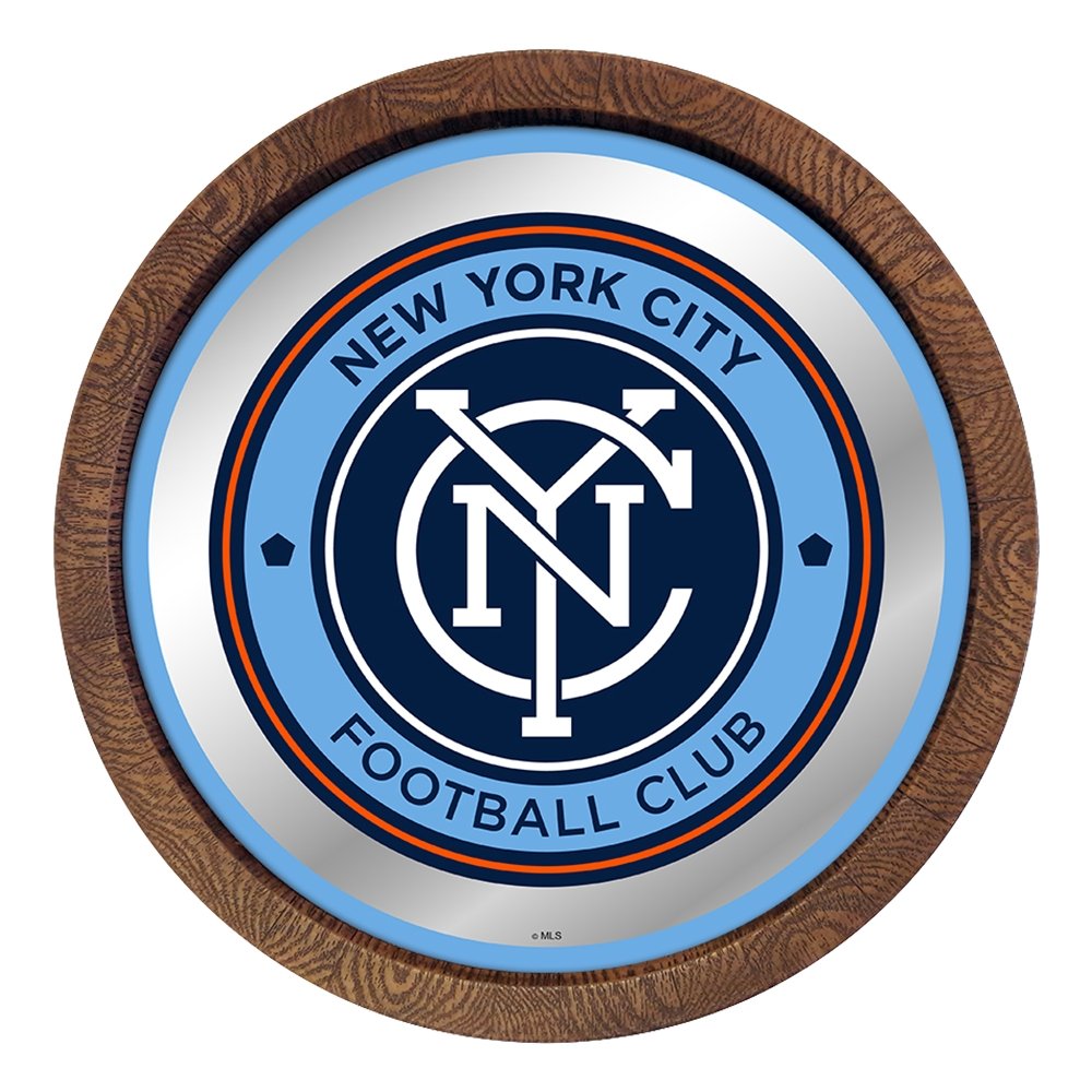 New York City FC: Barrel Top Framed Mirror Mirrored Wall Sign - The Fan-Brand