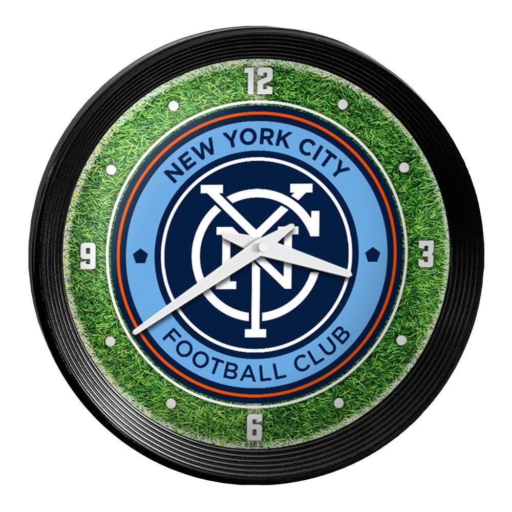 New York City FC: Pitch - Ribbed Frame Wall Clock - The Fan-Brand