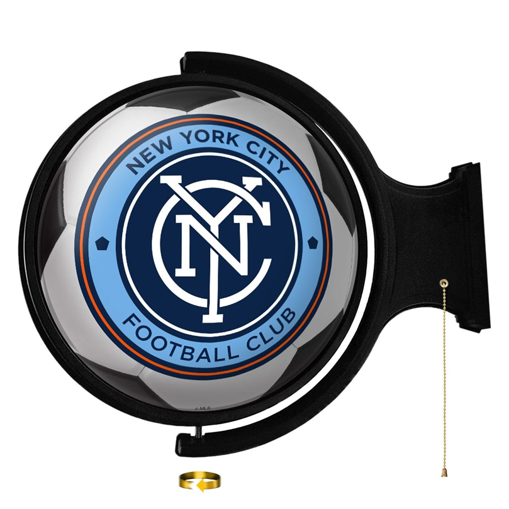 New York City FC: Soccer Ball - Original Round Rotating Lighted Wall Sign - The Fan-Brand