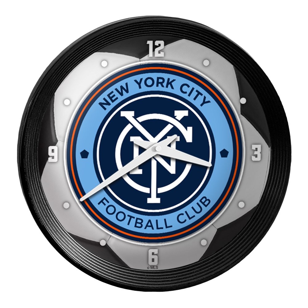 New York City FC: Soccer Ball - Ribbed Frame Wall Clock - The Fan-Brand