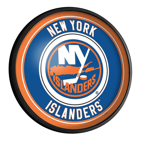 New York Islanders: Round Slimline Lighted Wall Sign - The Fan-Brand