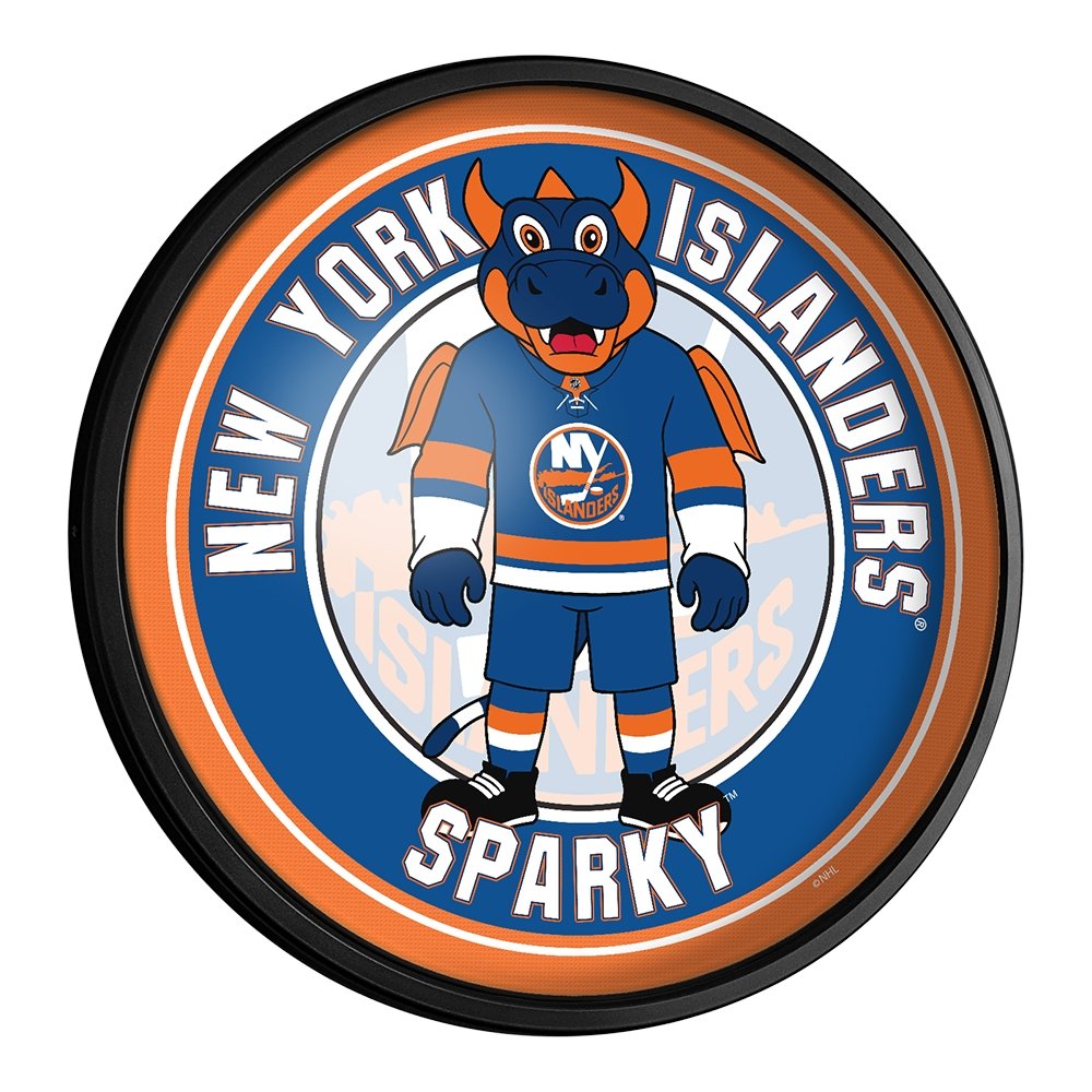 New York Islanders: Sparky - Round Slimline Lighted Wall Sign - The Fan-Brand