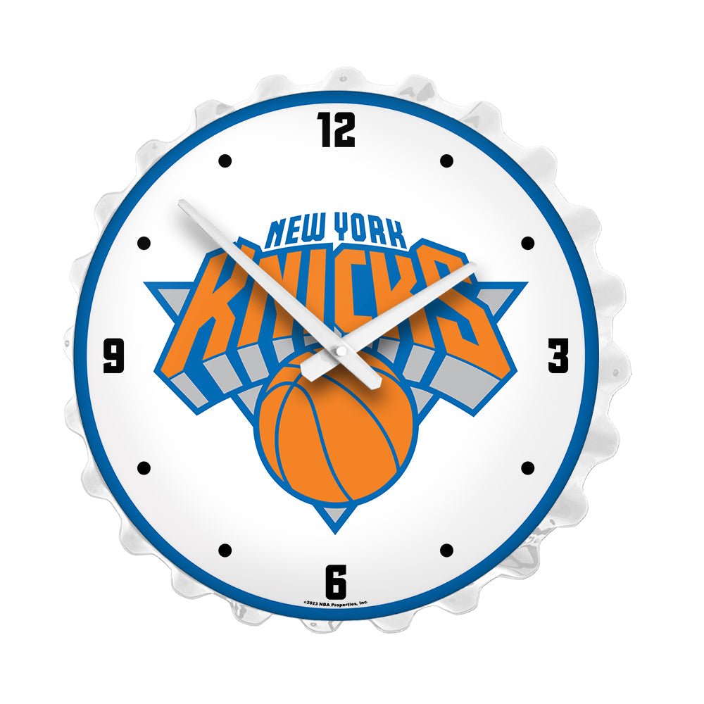 New York Knicks: Bottle Cap Lighted Wall Clock - The Fan-Brand