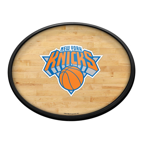 New York Knicks: Hardwood - Oval Slimline Lighted Wall Sign - The Fan-Brand