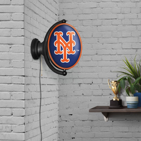 New York Mets: Original Oval Rotating Lighted Wall Sign - The Fan-Brand