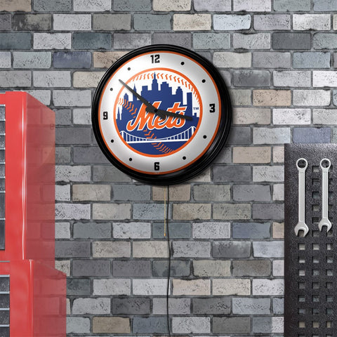 New York Mets: Retro Lighted Wall Clock - The Fan-Brand