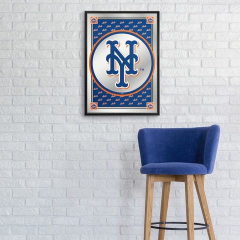 New York Mets: Vertical Team Spirit - Framed Mirrored Wall Sign - The Fan-Brand