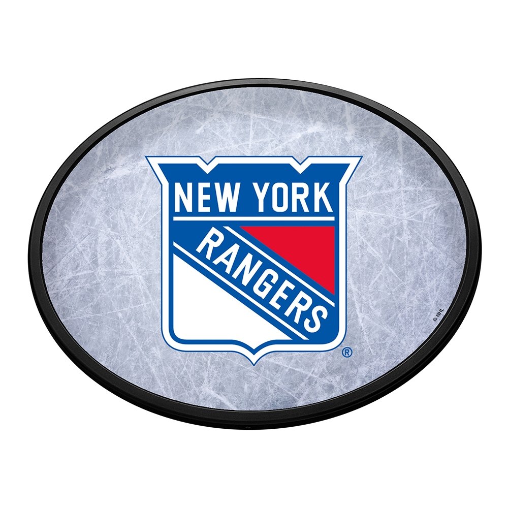 New York Rangers: Ice Rink - Oval Slimline Lighted Wall Sign - The Fan-Brand