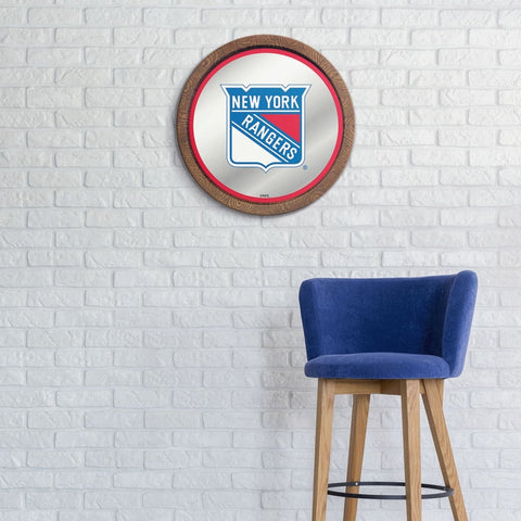 New York Rangers: Mirrored Barrel Top Wall Sign - The Fan-Brand