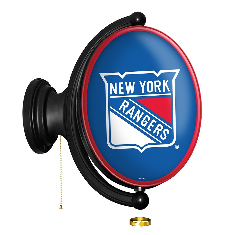 New York Rangers: Original Oval Rotating Lighted Wall Sign - The Fan-Brand