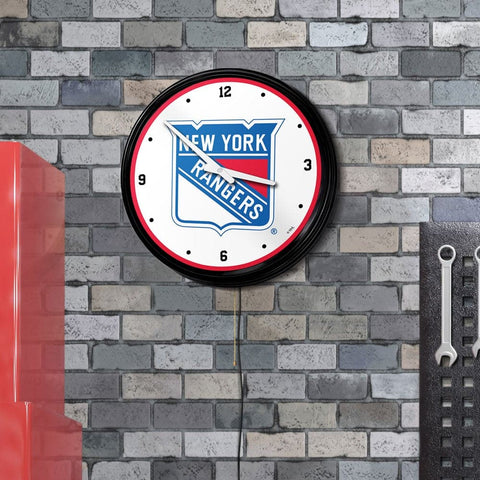 New York Rangers: Retro Lighted Wall Clock - The Fan-Brand