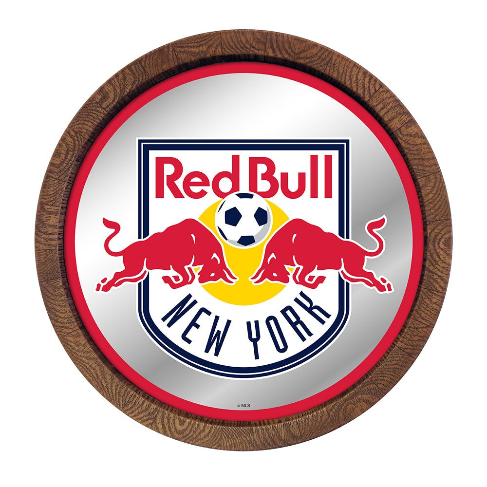 New York Red Bulls: Barrel Top Framed Mirror Mirrored Wall Sign - The Fan-Brand
