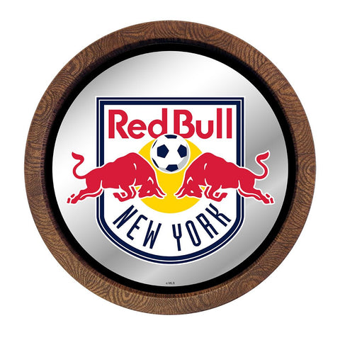 New York Red Bulls: Barrel Top Framed Mirror Mirrored Wall Sign - The Fan-Brand
