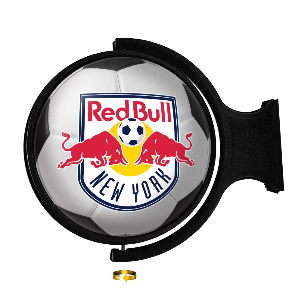 New York Red Bulls: Soccer Ball - Original Round Rotating Lighted Wall Sign - The Fan-Brand