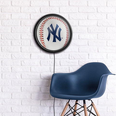 New York Yankees: Baseball - Round Slimline Lighted Wall Sign - The Fan-Brand