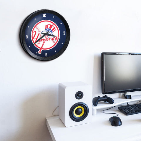 New York Yankees: Ribbed Frame Wall Clock - The Fan-Brand