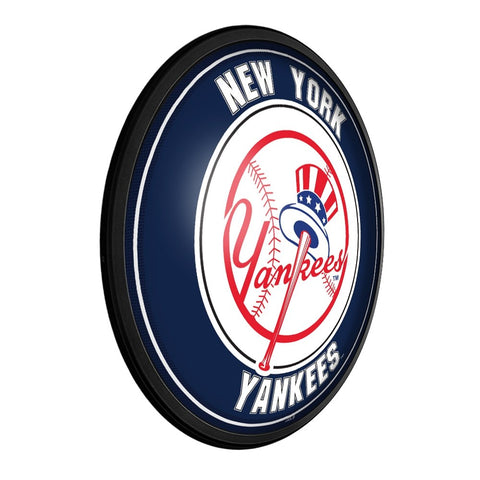 New York Yankees: Round Slimline Lighted Wall Sign - The Fan-Brand