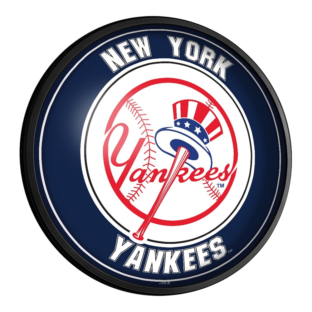 New York Yankees: Round Slimline Lighted Wall Sign - The Fan-Brand