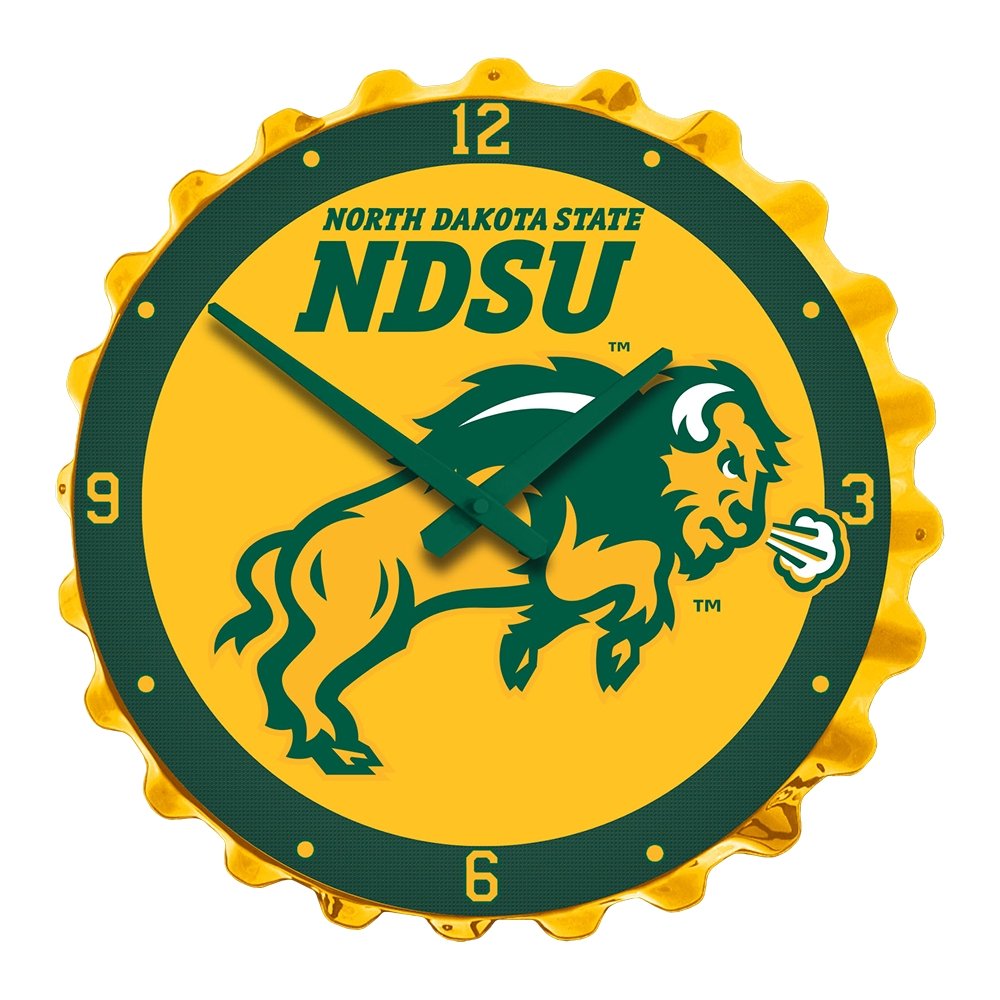 North Dakota State Bison: Charging - Bottle Cap Wall Clock - The Fan-Brand