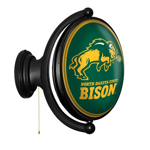 North Dakota State Bison: Charging - Original Oval Rotating Lighted Wall Sign - The Fan-Brand