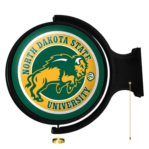 North Dakota State Bison: Charging - Original Round Rotating Lighted Wall Sign - The Fan-Brand