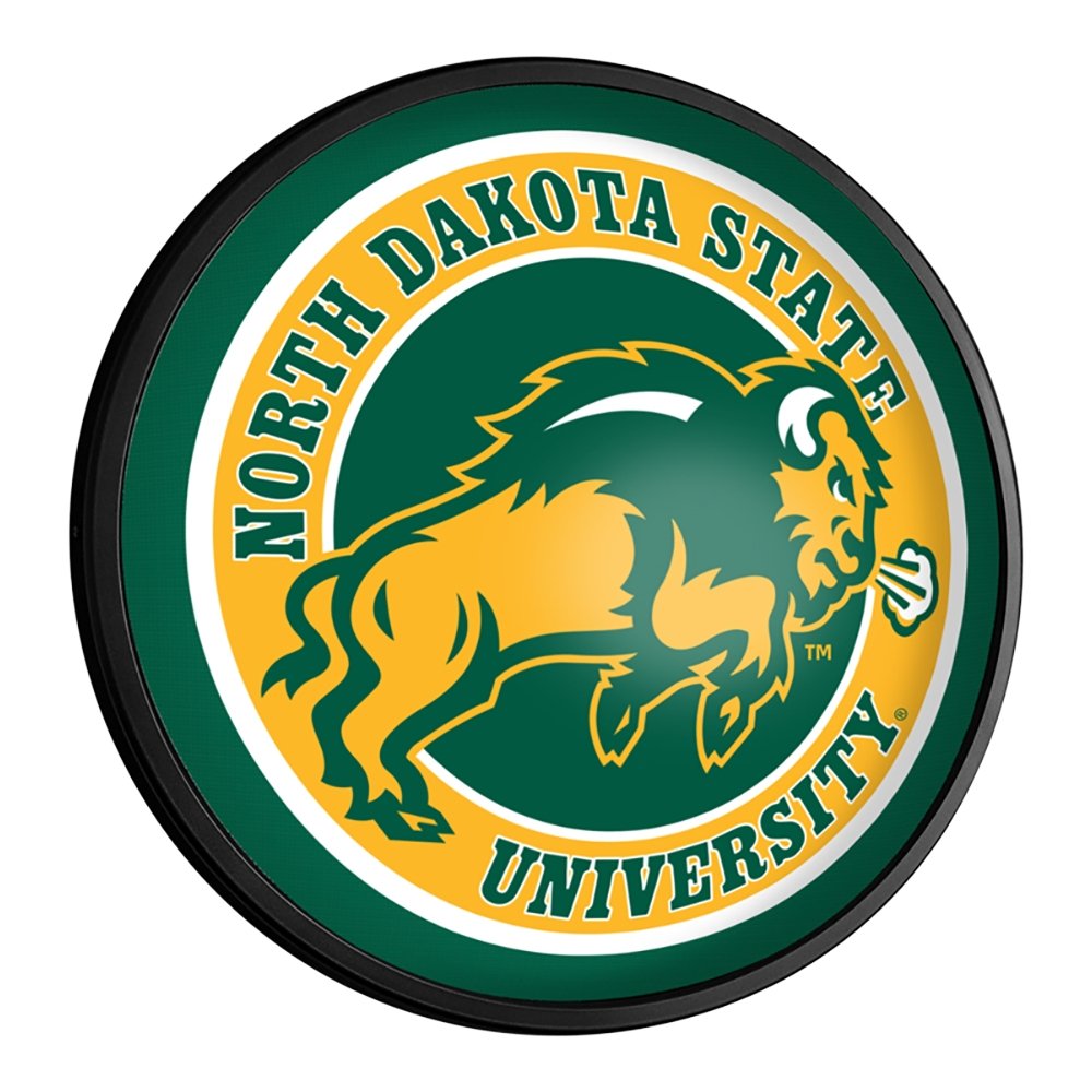 North Dakota State Bison: Round Slimline Lighted Wall Sign - The Fan-Brand