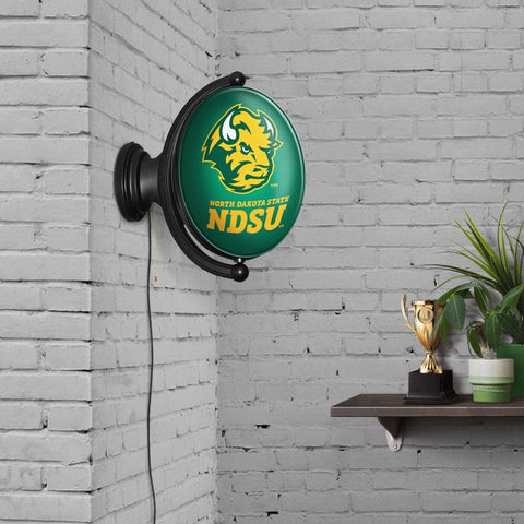 North Dakota State Bison: Thundar - Original Oval Rotating Lighted Wall Sign - The Fan-Brand