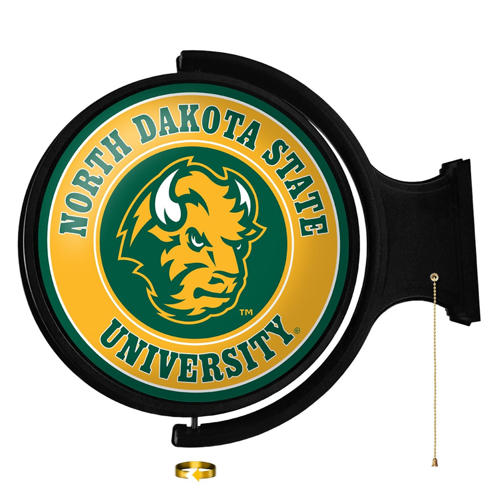 North Dakota State Bison: Thundar - Original Round Rotating Lighted Wall Sign - The Fan-Brand